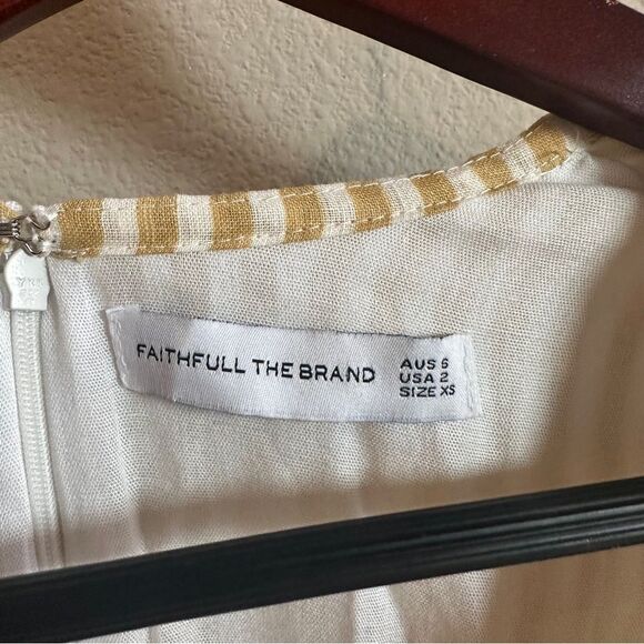 Faithful The Brand | XS | Brighton striped Tan Maxi Dress beach butter yellow - Picture 5 of 8